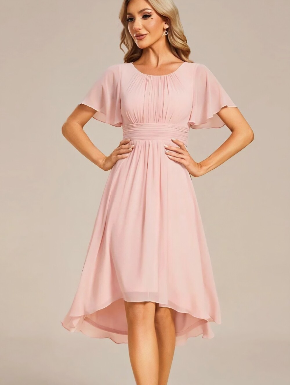 Ever Pretty Flowy Chiffon A-Line Flutter Sleeve Formal Dress, Small/4, NWT